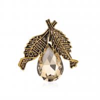 Rhinestone Zinc Alloy Brooch, with Glass Rhinestone, antique gold color plated, for woman & with rhinestone 