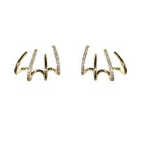 Zinc Alloy Stud Earring, plated, fashion jewelry & micro pave cubic zirconia & for woman 15mm 