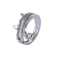 Kupferlegierung Open -Finger-Ring, hochwertige plattiert und nie verblassen, Modeschmuck & Micro pave Zirkonia & für Frau, Silberfarbe, 18mm, verkauft von PC