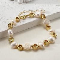 Cultured Freshwater Pearl Brass Bracelet, with Freshwater Pearl, with 2.17inch extender chain, high quality plated, fashion jewelry & for woman Approx 5.91 Inch 