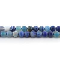 Natürliche Streifen Achat Perlen, rund, poliert, DIY & verschiedene Größen vorhanden & satiniert, royalblau, Länge:ca. 38 cm, verkauft von Strang