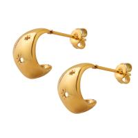Titanium Steel Earrings, fashion jewelry & for woman, golden 