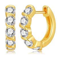 Brass Huggie Hoop Earring, 18K gold plated, fashion jewelry & micro pave cubic zirconia & for woman, golden 
