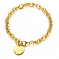 Stainless Steel Charm Bracelet, 304 Stainless Steel, Heart & for woman 7mm,17mm 