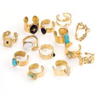 ジェムス トーンのステンレス鋼の指環, 304ステンレススチール, とともに 天然石, 真空イオンプレーティング, ファッションジュエリー & 異なるスタイルを選択 & 女性用, 金色, 売り手 パソコン