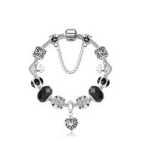 Zinc Alloy European Bracelets, with Crystal, platinum color plated & for woman 