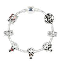 Zinc Alloy European Bracelets, platinum color plated & for woman & with rhinestone 