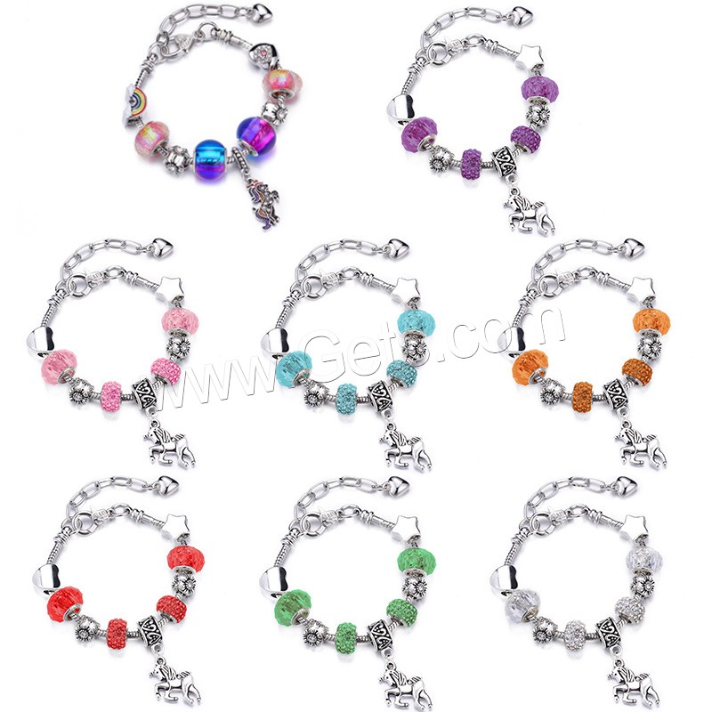 Zinc Alloy European Bracelets, with Crystal, platinum color plated, different size for choice & for woman & with rhinestone, more colors for choice, Sold By PC