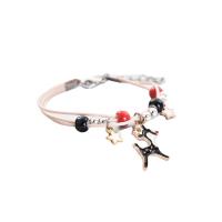 Fashion Create Wax Cord Bracelets, Porcelain, with Wax Cord & Zinc Alloy, plated, for woman & enamel Approx 7.08 Inch 