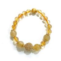 Bracelets quartz, quartz rutile, poli, styles différents pour le choix & pour femme, doré Environ 7.08 pouce, Vendu par PC