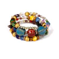 Zinc Alloy Crystal Bracelets, with Agate & Zinc Alloy, plated, multilayer & for woman 50mm 