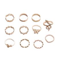 Zinc Set anillo de aleación, aleación de zinc, chapado, 11 piezas & para mujer, 16-17mm, Vendido por UD