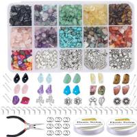 DIY Bracelet Beads Set, Gemstone, with Zinc Alloy, multi-colored 