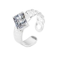 Cubic Zirconia Sterling Silver Finger Ring, 925 Sterling Silver, platinum color plated, Adjustable & micro pave cubic zirconia & for woman 