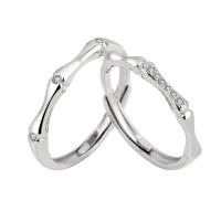 Couple Finger Rings, 925 Sterling Silver, platinum color plated, Adjustable & micro pave cubic zirconia & for woman, pink 