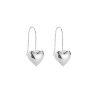 Sterling Silver Drop Earring, 925 Sterling Silver, Heart, platinum color plated, for woman, 20mm 