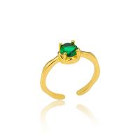 Circón cúbico anillo de dedo de latón, metal, 18K chapado en oro, Ajustable & micro arcilla de zirconia cúbica & para mujer, más colores para la opción, Vendido por UD