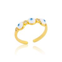 Evil Eye Jewelry Finger Ring, Brass, 18K gold plated, Adjustable & micro pave cubic zirconia & for woman & enamel 