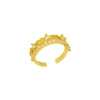 Befestigter Zirkonia Messingring Fingerring, Messing, 18K vergoldet, Einstellbar & Micro pave Zirkonia & für Frau, keine, verkauft von PC