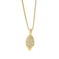 Cubic Zircon Micro Pave Sterling Silver Necklace, 925 Sterling Silver, Leaf, plated, micro pave cubic zirconia & for woman Approx 15.35 Inch 