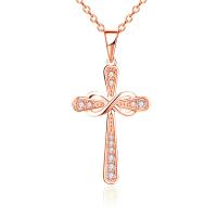 Zinc Alloy Cubic Zirconia Necklace, with 1.97inch extender chain, Cross, plated, fashion jewelry & micro pave cubic zirconia & for woman Approx 17.72 Inch 