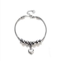 Stainless Steel Charm Bracelet, 304 Stainless Steel, with 1.18inch extender chain, Heart, polished, fashion jewelry & Unisex, original color, 2mm Approx 6.61 Inch 
