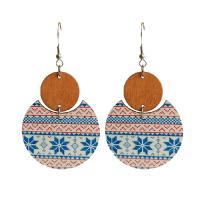 Wood Drop Earring, with Iron, fashion jewelry & for woman 60mm 