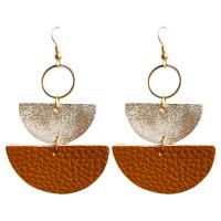 Cowhide Drop Earring, with PU Leather & Brass, fashion jewelry & for woman 75mm 