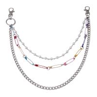 Zinc Alloy Waist Chain, with Plastic Pearl, plated, multilayer & Unisex cm, 38 cm, 48 cm 