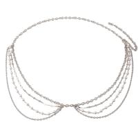 Zinc Alloy Waist Chain, with Plastic Pearl, plated, multilayer & for woman, 25cmu300129cmu300133cmu3001 cm 