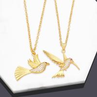 Rhinestone Brass Necklace, with 5 extender chain, Bird, 18K gold plated & for woman & with rhinestone cm 