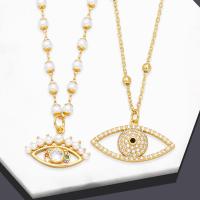Cubic Zircon Micro Pave Brass Necklace, with 5 extender chain, 18K gold plated & micro pave cubic zirconia & for woman cm 