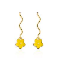 Brass Drop Earring, Flower, gold color plated, fashion jewelry & for woman & enamel 23mm 