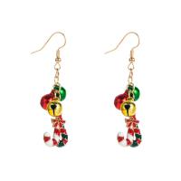 Christmas Earrings, Zinc Alloy, gold color plated, fashion jewelry & for woman & enamel 55mm 