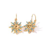 Stainless Steel Leverback Earring, 304 Stainless Steel, with Natural Turquoise, Vacuum Ion Plating, fashion jewelry & for woman, golden 