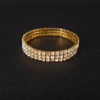 Zinc bracelets en strass en alliage , alliage de zinc, avec strass, Placage de couleur d'or, pour femme, 11mm Environ 16 cm Vendu par sac