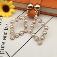 Plastic Pearl Zinc Alloy Earring, with Plastic Pearl, gold color plated & for woman & hollow 