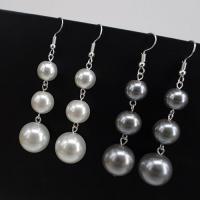 Lampwork Drop Earring, Zinc Alloy, with Lampwork, Round, platinum color plated, imitation pearl & for woman 