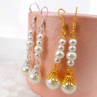 Plastic Pearl Zinc Alloy Earring, with Plastic Pearl, Round, plated, for woman 53mm 