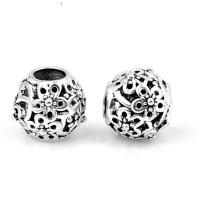 Zinc Alloy European Beads, Round, silver color plated, DIY & hollow Approx 
