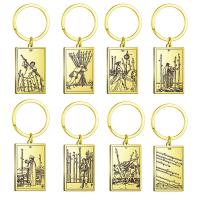 Stainless Steel Key Chain, 304 Stainless Steel, Rectangle golden, 24*40mm,24.8mm 