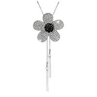 Zinc Alloy Sweater Chain Necklace, petals, fashion jewelry & for woman & with rhinestone, silver color Approx 37.8 Inch 