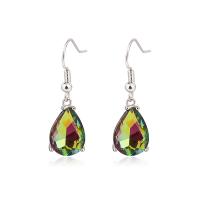 Cubic Zircon (CZ) Drop Earring, Brass, with Cubic Zirconia, Teardrop, platinum color plated, fashion jewelry & for woman, multi-colored 
