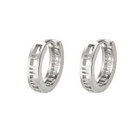 Brass Huggie Hoop Earring, Donut, platinum color plated, fashion jewelry & with roman number & for woman, platinum color 