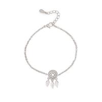 Cubic Zirconia Micro Pave Brass Bracelet, with 4cm extender chain, Dream Catcher, platinum color plated, fashion jewelry & adjustable & micro pave cubic zirconia & for woman, platinum color Approx 16.5 cm 