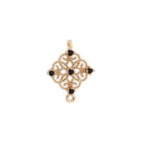 Cubic Zirconia Micro Pave Brass Connector, gold color plated, with cubic zirconia 