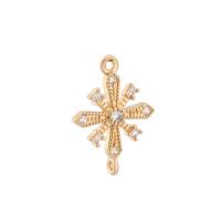 Cubic Zirconia Micro Pave Brass Connector, Snowflake, gold color plated, with cubic zirconia, gold 