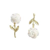 Asymmetric Earrings, Zinc Alloy, Rose, gold color plated, for woman, white 
