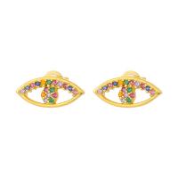 Cubic Zirconia Micro Pave Brass Earring, Eye, 18K gold plated & micro pave cubic zirconia & for woman & hollow 