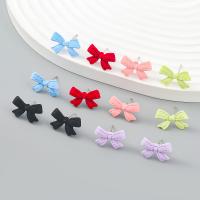 Zinc Alloy Stud Earring, Bowknot, painted, fashion jewelry & for woman 